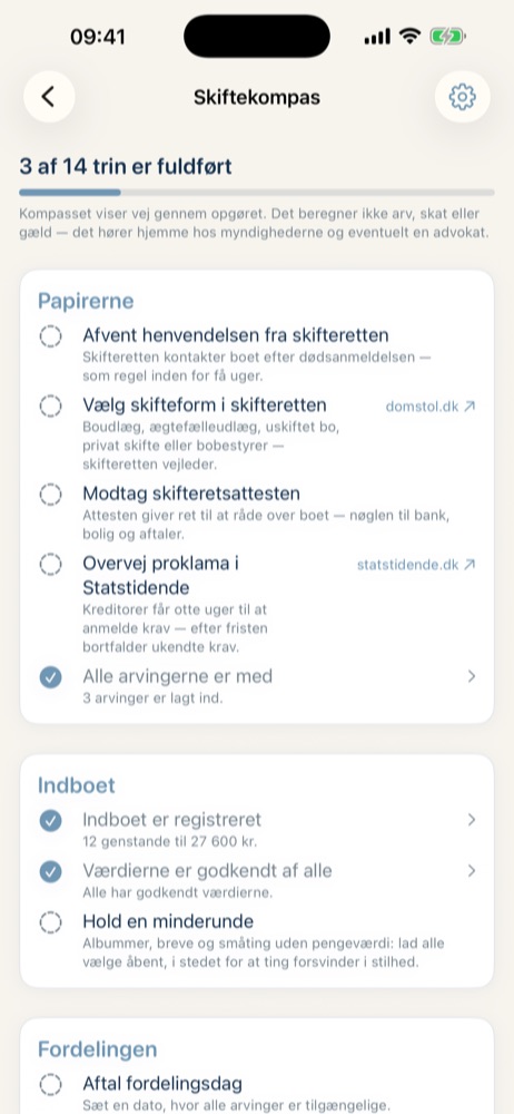 Skiftekompasset med danske trin: skifteretten, skifteretsattest og proklama