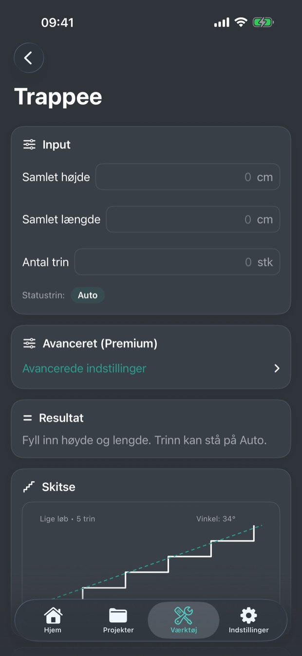 Trappeberegneren i BuildWise på dansk