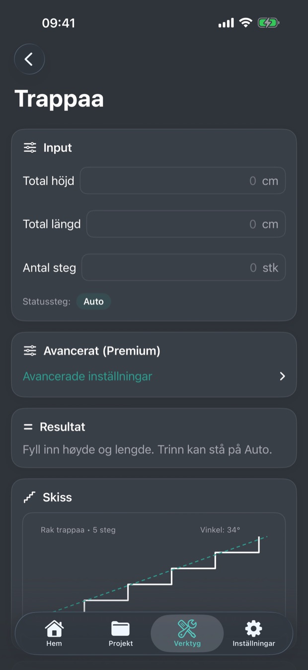 Trappkalkylatorn i BuildWise på svenska
